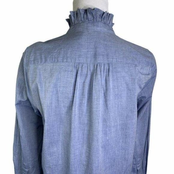 Joie Blue Melange Ruffle Mock Neck Long Sleeve Top - Picture 10 of 12